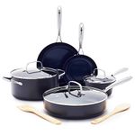 Blue Diamond Cookware Hard Anodized Ceramic Nonstick, 10 Piece Cookware Pots and Pans Set, PFAS-Free, Dishwasher Safe, Oven Safe, Grey