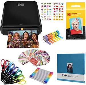 Kodak Step Wireless Photo Printer 2x3 inches Zink Paper Technology & Kodak App for iOS & Android (Black) Scrapbook Bundle