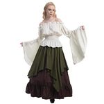 ROLECOS Womens Retro Renaissance Medieval Dress Gothic Medieval Party Dresses (L, green)