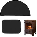 2pcs Fireplace Rug, Rectangle Half Round Fire Flame Resistant Hearth Pad Fire Pit Mat Heat Proof Under Grill Mat for Outdoor Charcoal Gas Grills Deck & Patio Protection(Black)