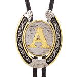 HUABOLA CALYN Bolo Tie for Men- Golden Initial Letter ABCDMJR to Z Western Cowboy Bolo Tie for Women, A, one