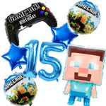 FI - FLICK IN 8 Pcs Minecraft Theme Birthday Decoration 15th Birthday Decoration Boys Gaming Theme Birthday Decoration Minecraft Birthday Decorations Minecraft Theme Balloons (Pack of 8, Multicolor)