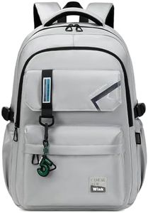 ZHIERNA School Backpack for Boys,Children Teens Elementary Middle School Bags, Waterproof Lightweight Backpacks Casual Daypack with Pendant(Light Gray), Light Gray