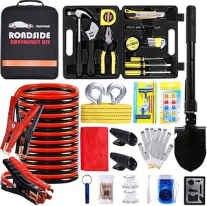 HAIPHAIK Car Emergency Roadside Kit - Auto Vehicle Safety Road Side Assistance Kits Jumper Cables Set
