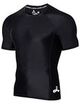 LAFROI Men's Short Sleeve UPF 50+ Baselayer Skins Compression Rash Guard (Sym Black, X-Large)