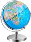 VEVOR Rotating World Globe with Stand, 13 in/330.2 mm, Educational Geographic Globe with Precise Time Zone ABS Material, 720° Spinning Globe for Kids Children Learning Classroom Geography Education