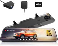 WOLFBOX Rear View Mirror Camera:Mirror Dash Cam Front and Rear 4K+2.5K for Car with 12" Full Touch Screen, Waterproof Backup WDR Camera, Night Vision, G-Sensor, Parking Assist,Included 64GB Card & GPS