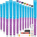 SAPLIZE 13 Golf Grips with Full Regripping Kit, Midsize, Multi-compound Hybrid Golf Club Grips, Purple Color