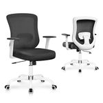 Winrise Office Chair, Ergonomic Home Office Desk Chairs, Breathable Mesh Mid-Back Comfortable Work Chair Adjustable 2D Armrests, Rocking Executive Chair, Swivel Task Chair with Lumbar Support (White)