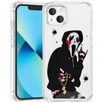 aiyaya for iPhone 13 Mini & iPhone 12 Mini Case Funny Cool Rock Skeleton Rapper Pattern Phone Case Hippie Halloween Clear Phone Case for Men Teen Boys Kids Boys