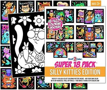 Super Pack of 18 Fuzzy Coloring Posters (Silly Kitties Edition) - Arts & Crafts for Kids, Toddlers, Girls, Boys & Adults - Great for Family Fun Activities or Coloring with Friends (1 Pack)