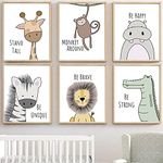 Cute Cartoon Animal Decorative Picture Be Brave Be Strong Children's Room Kindergarten Frameless Canvas Painting Wall Art Kids(Size:40x50cm)