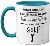 Stuff4 Golf Gifts for Men - in My Head I'm Playing Golf Mug - Funny Golf Presents for Men, Gifts for Golfers Men, Golf Presents, Golf Lover Gift Ideas, 11oz Ceramic Light Blue Handle Premium Mugs