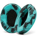 WC PadZ - The Ultimate Upgraded Earpads by Wicked Cushions - Compatible With Audio Technica, HyperX, SteelSeries Arctis & More - Extra Thick - Bigger Opening - Softer Memory Foam | (Speedracer Cyan)