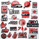 HiroKun 46Pcs Funny JDM Car Stickers Japan Flag Rising Sun Rear Window Stickers Motorcycle Helmet Decals