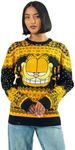 Garfield Character Face Long Sleeve Men’s Orange & Black Christmas Sweatshirt -Small