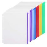 YoeeJob 3 Holes Clear Zipper Binder Pocket Insert Pages Letter Size, 8 1/2 x 11 Loose Leaf Binder Filing Storage Bags 15 Per Pack，Multi-Color