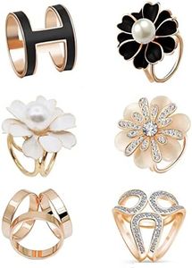 6 Pièces Soie Écharpe Boucle Clip, Broches Clip Foulard, Pince à Foulard en Métal Avec Anneau en Tissu, pour les Vêtements Quotidiens, les Mariages, les Danses, les Cadeaux de Noël (Or)