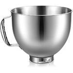 Mixer Bowl, 4.5-5 Quart Stainless Steel Bowl Replacement, Stainless Steel Mixer Attachment for Mixing Bowls, Compatible with Artisan 5Qt Series and Cassic 4.5Q