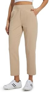 Libin Women's Pants with 4 Pockets Golf Pants 25''High Waisted Stretchy Ankle Pant for Travel Casual Athletic Busniess Work Khaki XL