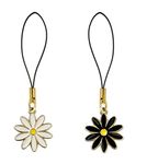 ONCRO® Black Pack of 2 Lucky Daisy Cute Flower pendant phone charms aesthetic for girls women backpack hanging keychain key ring gold accessories necklace bracelet thread Ornament decor Smart combo