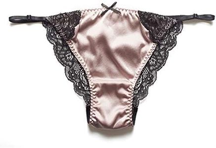 SilRiver Womens Silk String Bikini Satin Panties for Women Underwear Shiny Tanga Briefs (Deauville Mauve, Small-Medium)