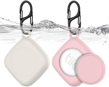 [2 Pack] for Tile Mate Case 2022 with Waterproof Cover, Soft Silicone Case for Tile Tracker, Full Body Protective Cover for Tile Mate Holder, Hidden Tile Key Finder with Carabiner (Off White+Pink)