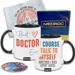 MEDROC Medical Doctor Mugs Funny - Ceramic 11oz with Coaster and Makeup Bag, Best Doctor Ever Gifts For Women Men, Physician Appreciation Gift For Medical Coworker Healthcare Worker Coffee Cups