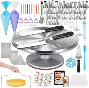 Kootek Aluminium Cake Decorating Kits Supplies - Aluminium Alloy Revolving Cake Turntable, Numbered Cake Decorating Tips and Frosting Tools for Baking Cupcake Cookie Muffin Kitchen Utensils