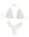 Xs and Os Women Cross Style Lace Bra Panty Lingerie Set (White, Free Size)