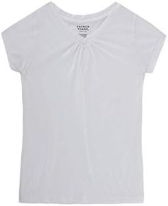 French Toast Girls' Short Sleeve V-Neck T-Shirt Tee, White, 7