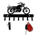 Sehaz Artworks Metal Key Holder for Home | Key Hanger Wall Stylish | Key Chain Holders for Wall Key Stand (7 Hooks, Bike Black)