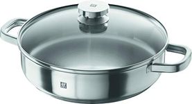 ZWILLING Joy 4.25L 18/10 Stainless Steel Round Double-Handled Saute Pan with Glass Lid, 64057-282