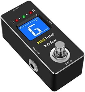 Vivlex Tuner Pedal Tuning Pedal High Precision Mini Pedal Tuner for Guitar Bass HD LCD Display with True Bypass