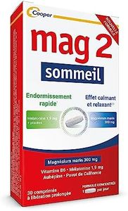 MAG 2 – Sommeil - Magnésium marin 300mg, mélatonine 1,9mg et extraits de plantes -Endormissement rapide, effet calmant et relaxant - Complément alimentaire - Programme de 15 à 30 jours - 30 comprimés