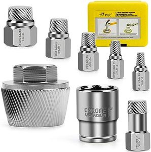 Topec 1.5'' Tub Drain Extractor, 8PCS Pipe Nipple Extractor Set with 1-inch Socket, Remove the Old, Broken, Stubborn, Rusted Drain Tub Bathtub Remover, Strong Grab Plumbing Tools with Storage Case