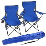 Taylor & Brown Set of 2 Lightweight Folding Camp Chair - Portable Chairs with Cup Holder, Side Pocket and Bag Perfect for Camping, Festivals, Garden, Fishing, Beach and BBQs, Blue