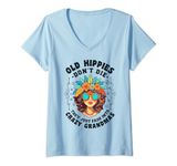 Womens Old Hippies Don't Die Fade Into Crazy Grandmas V-Neck T-Shirt