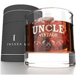 Insaxa Uncle Gifts - Uncle Lowball Glass Tumbler (380ml) Gifts for Uncle Christmas Gifts