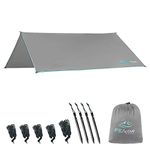 FE Active Rain Fly Canopy Tent - X Large Tarp 12' x 9' With 380T Ripstop 5000mm Waterproof Coating for Rain & Wind Protection Tarp Cover for Camping Hammock & Tent Areas | Designed in California, USA