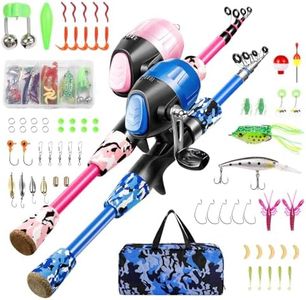 Gamashino Kids Fishing Pole Set - 2Pack Rod and Reel Combo Kit with Tackle Box Fishing Line for Children Beginner (Blue+Pink,4.92)