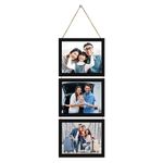 Amazon Brand - Umi 3 in 1 Black Hanging Photo Frame with Plexiglass - Upload and Customize 3 Photos of 5 x 7 inch each