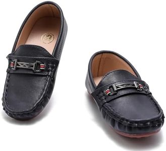 DADAWEN Toddler Little Kid Boys Girls Soft Leather Loafer Casual Moccasin Flats Dress Shoes Penny Slip On Boat Shoes School Wedding Church Loafers Blue US Size 13 M Little Kid