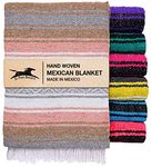 El Paso Designs Mexican Yoga Blanket | Colorful Falsa Serape | Park Blanket, Yoga Towel, Picnic, Beach Blanket, Patio Blanket, Soft Woven Saddle Blanket, Boho Home Décor (Champagne)