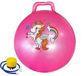 Sisliya Children's Hopper Ball Jumping Bouncy Ball Inflatable Gymnastics Ball Outdoor Season Racing Fitness Accessories for Nursery Children (65 cm) (Pink)