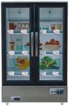 Miniature Refrigerator Model, 1/20 Scale Mini Realistic Double-Door Fridge Food-Play Model with 60 Random Items & Shopping Cart, Cute Dollhouse Kitchen Supermarket Props for Kitchen Ornament Play