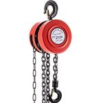 VEVOR Hand Chain Hoist, 4400 lbs /2 Ton Capacity Chain Block, 8ft/2.5m Lift Manual Hand Chain Block, Manual Hoist w/Industrial-Grade Steel Construction for Lifting Good in Transport & Workshop, Red