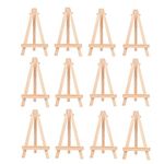 12Pcs Wooden Mini Easels, Small Tabletop Art Display Painting Easel, Desktop Holder Stand for Displaying Canvas Paintings,Drawing, Weddings, Kids Arts & Crafts