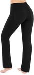 NIRLON Straight Leg Yoga Pants high Waist Workout Leggings for Women Plus Size Petite/Tall 28"/30"/32"/34" Inseam Length - Black - Small