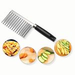 FOROLY Stainless Steel Crinkle Cut Knife Vegetable Potato Chip Cutter with Wavy Blade Cutter